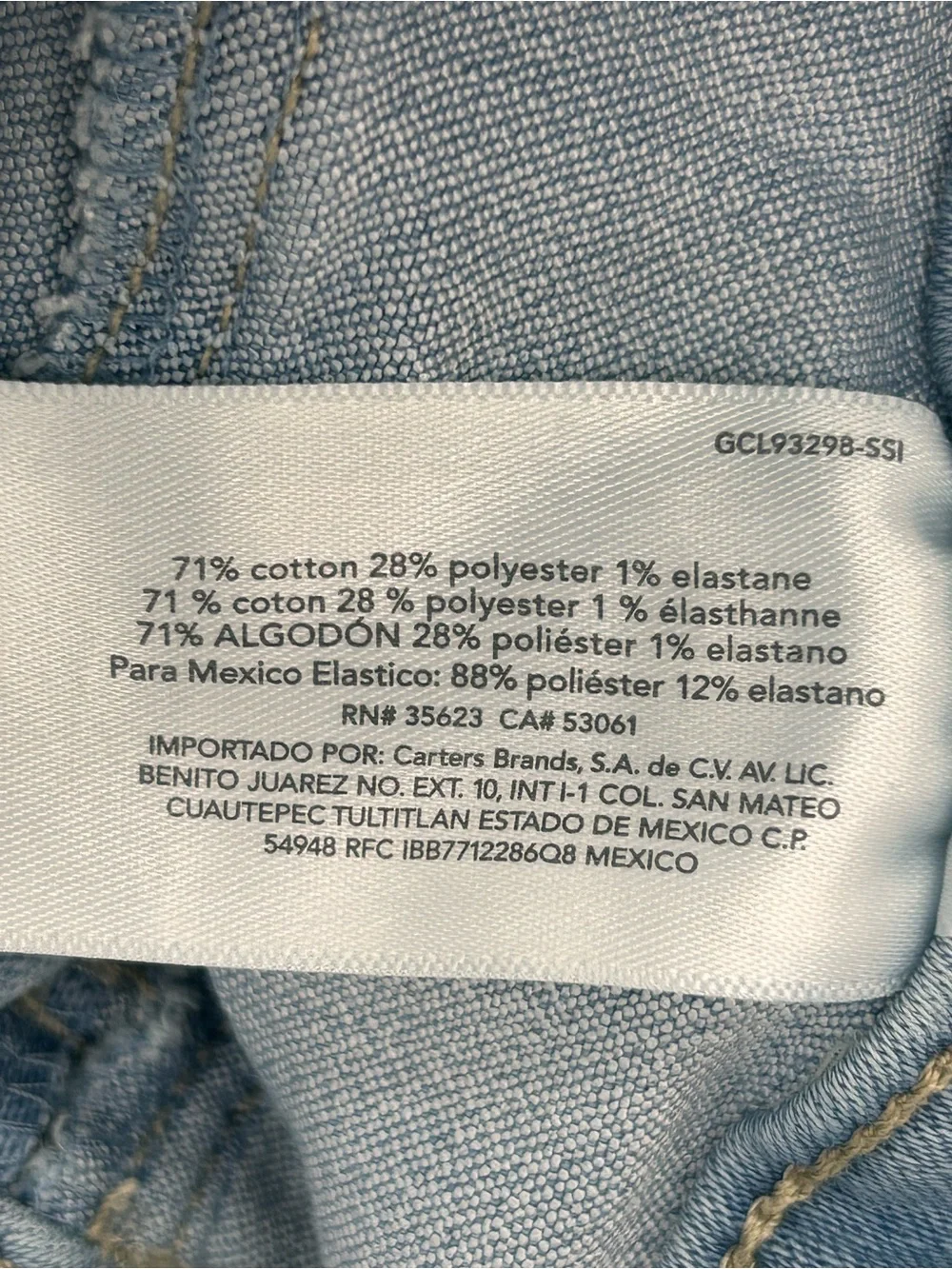Carter's Light Blue Slim Stretch Jeans Size 4